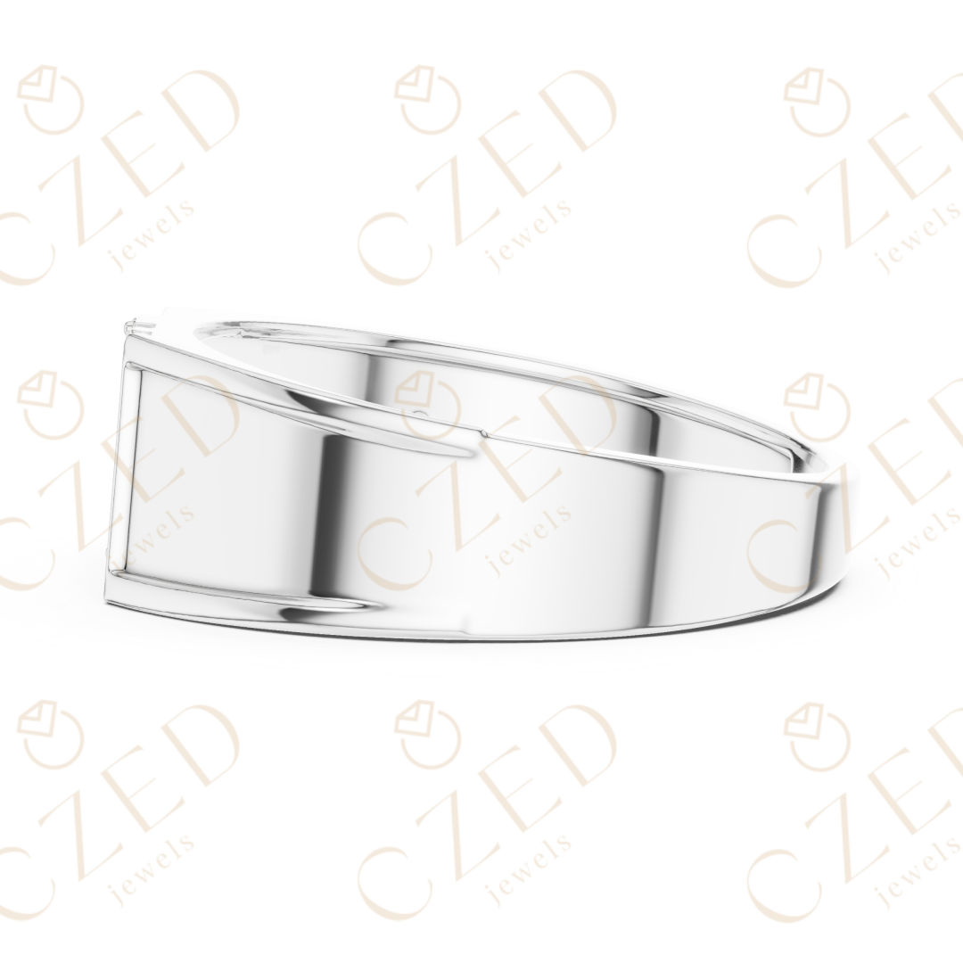 Round Cut Diamond Geometric Chevron Panel Band