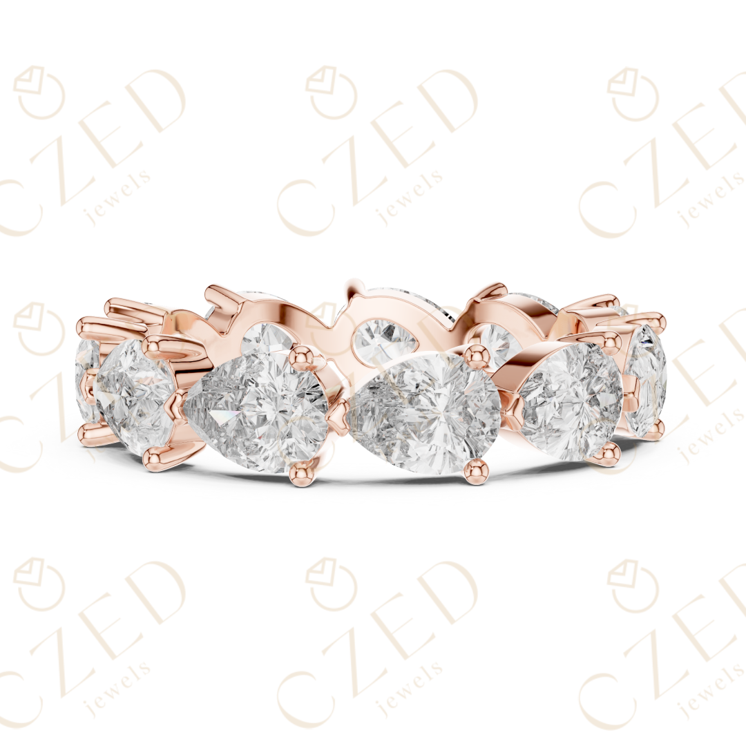 Pear Cut Diamond Eternity Band with Elegant Prong Set Brilliance