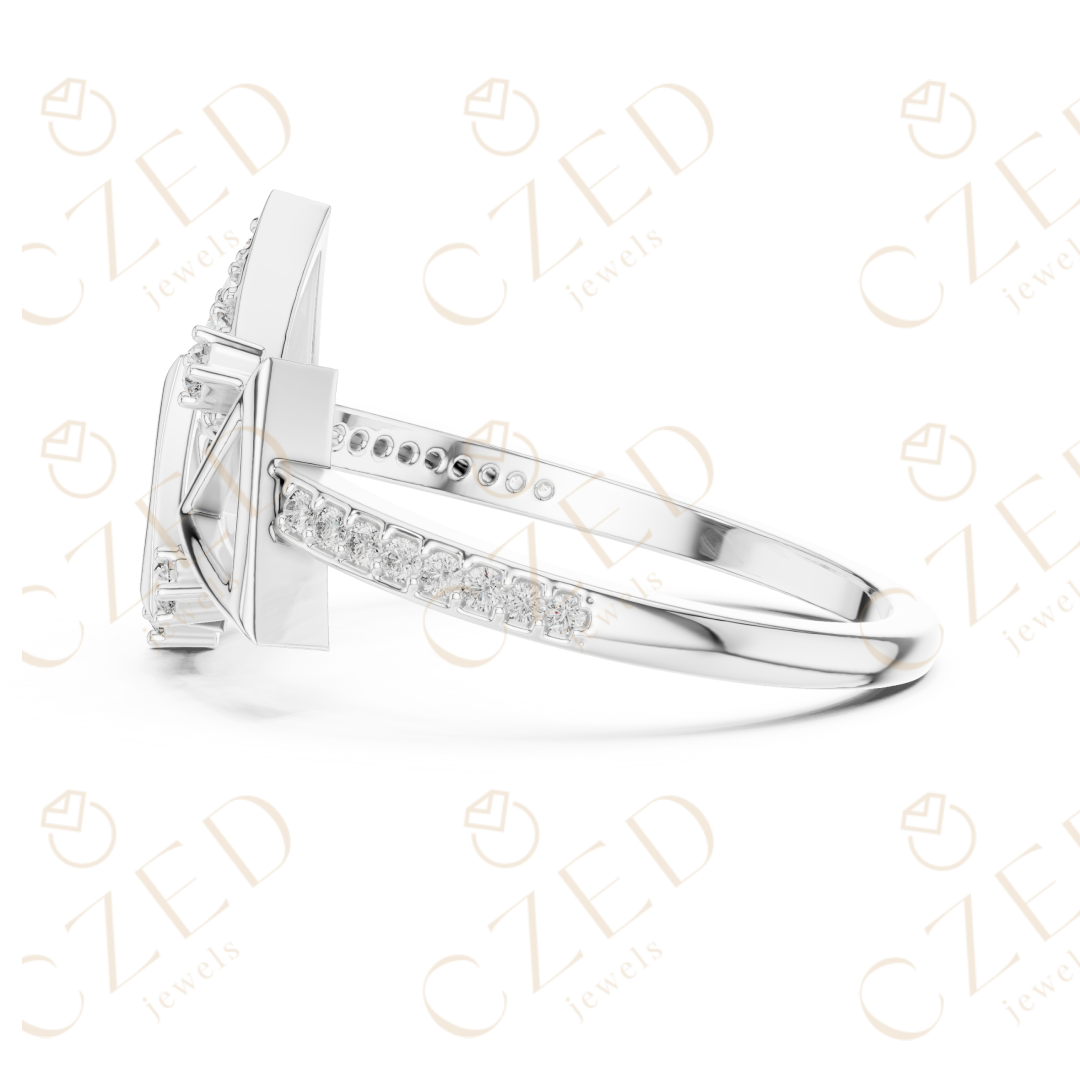 Geometric Triangle Cluster Diamond Ring with Pavé Accents