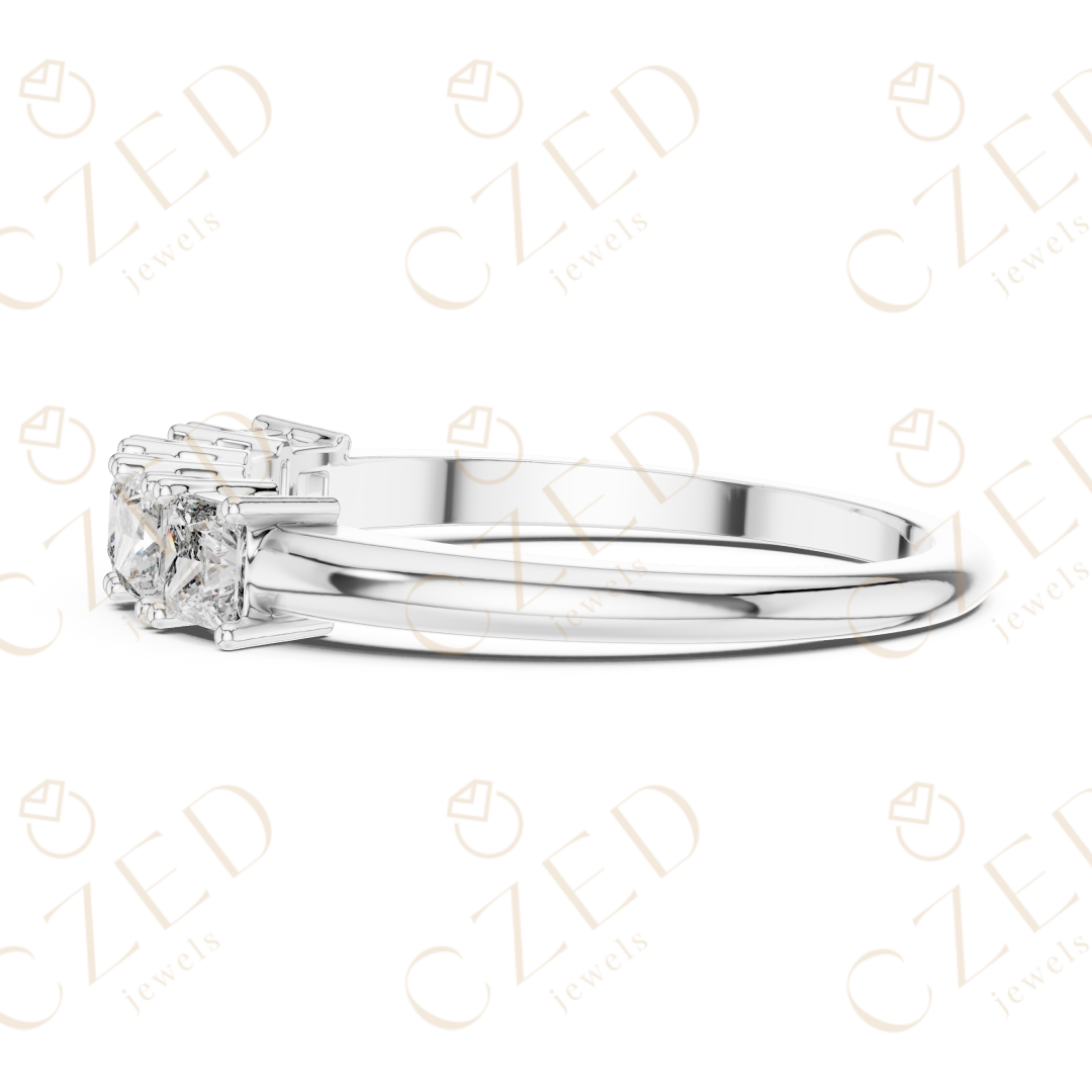 Princess Cut Five Stone Diamond Band with Elegant Linear Design