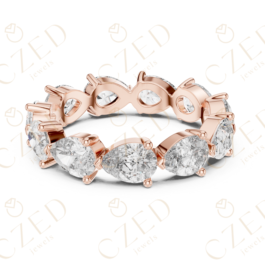 Pear Cut Diamond Eternity Band with Elegant Prong Set Brilliance
