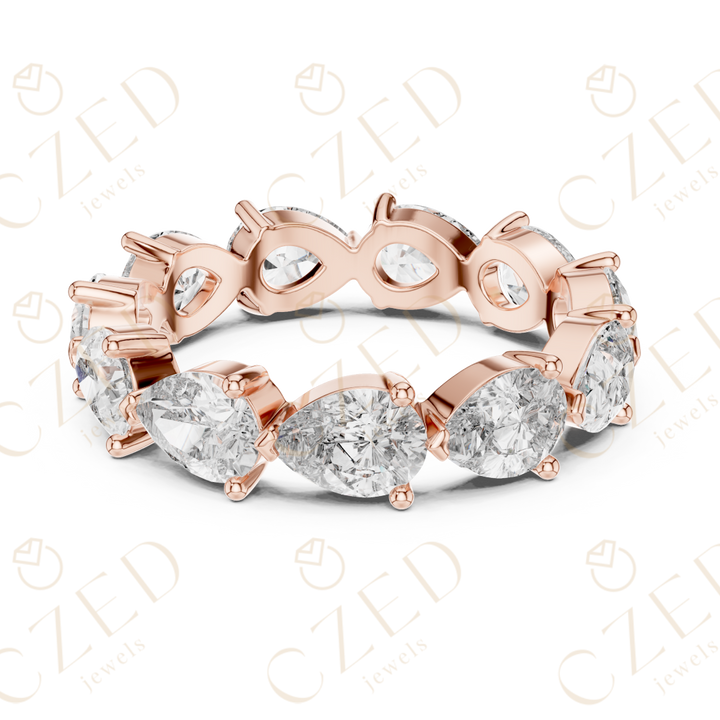 Pear Cut Diamond Eternity Band with Elegant Prong Set Brilliance