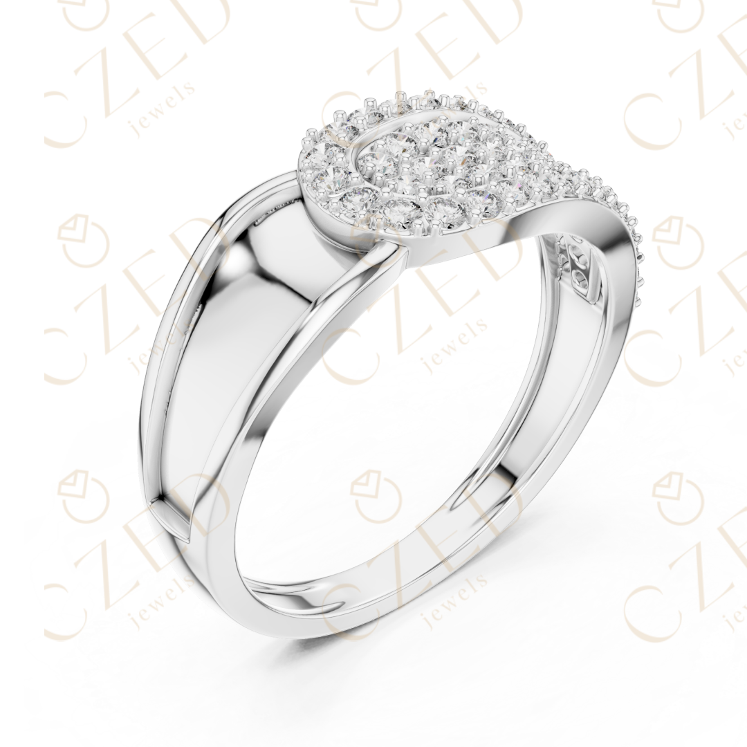 Oval Layered Diamond Cluster Ring with Graduated Pavé Design