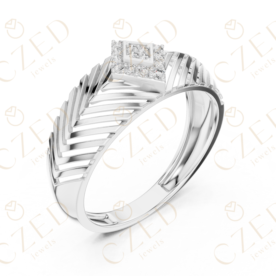 Round Cut Diamond Geometric Panel Band