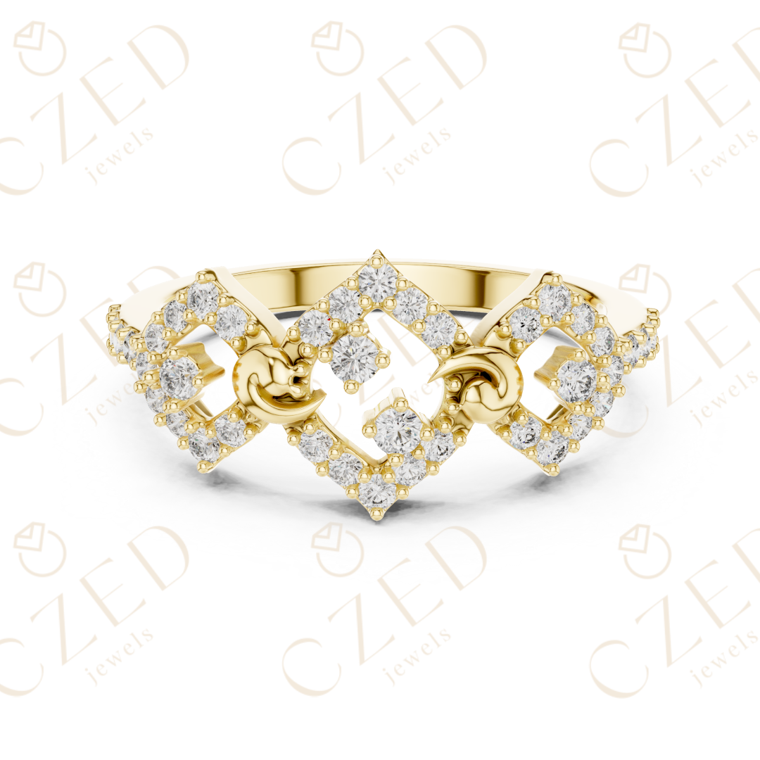 Round Cut Diamond Vintage Inspired Halo Band Ring