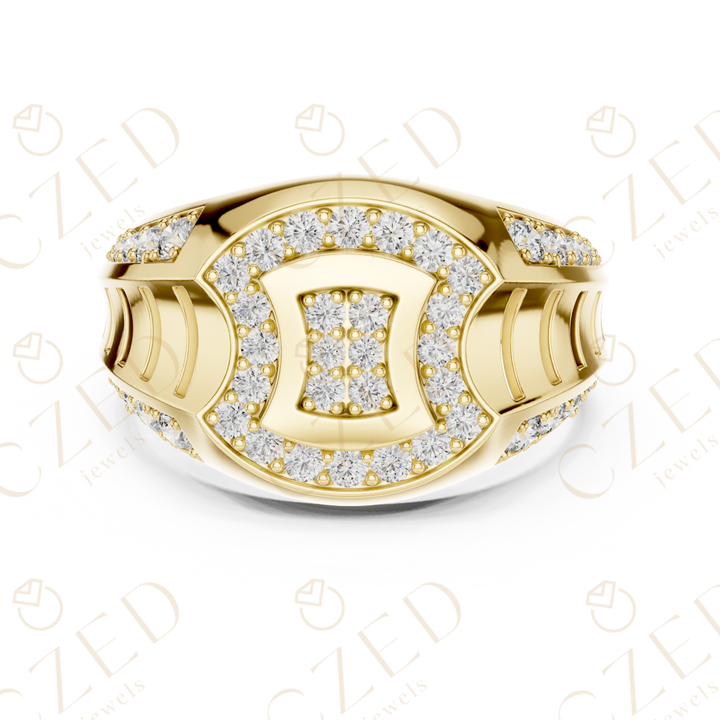 Round Cut Diamond Oval Halo Cluster Men’s Band