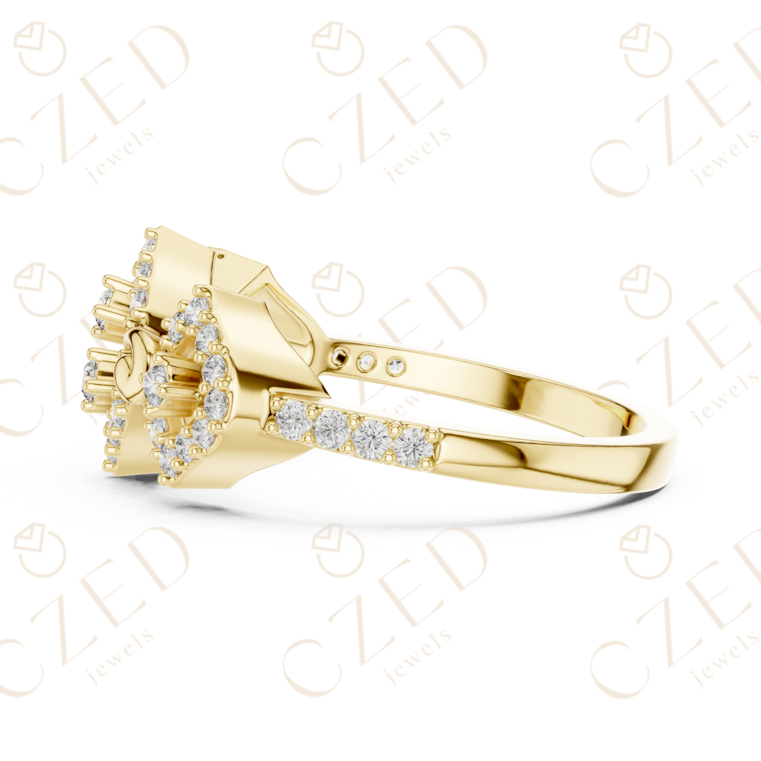 Round Cut Diamond Vintage Inspired Halo Band Ring