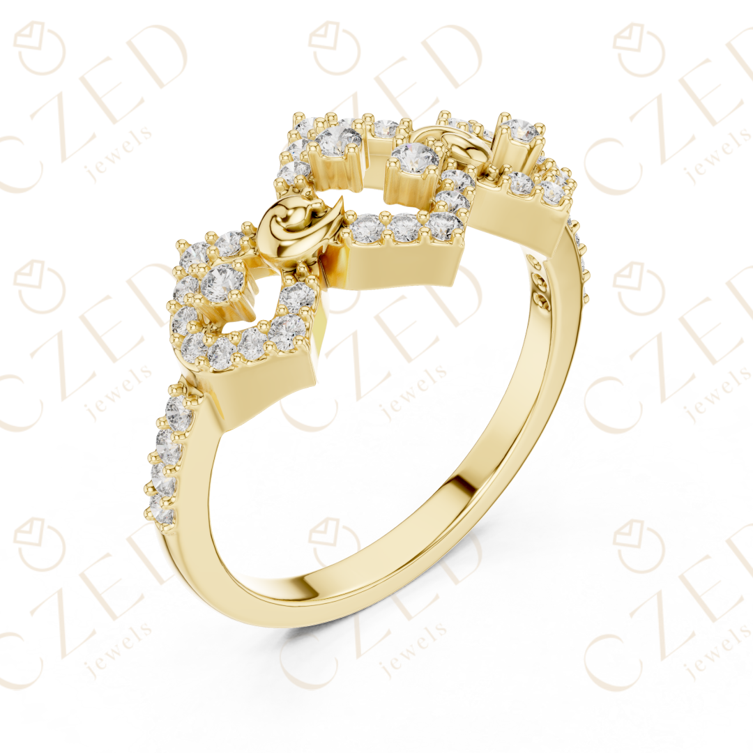 Round Cut Diamond Vintage Inspired Halo Band Ring