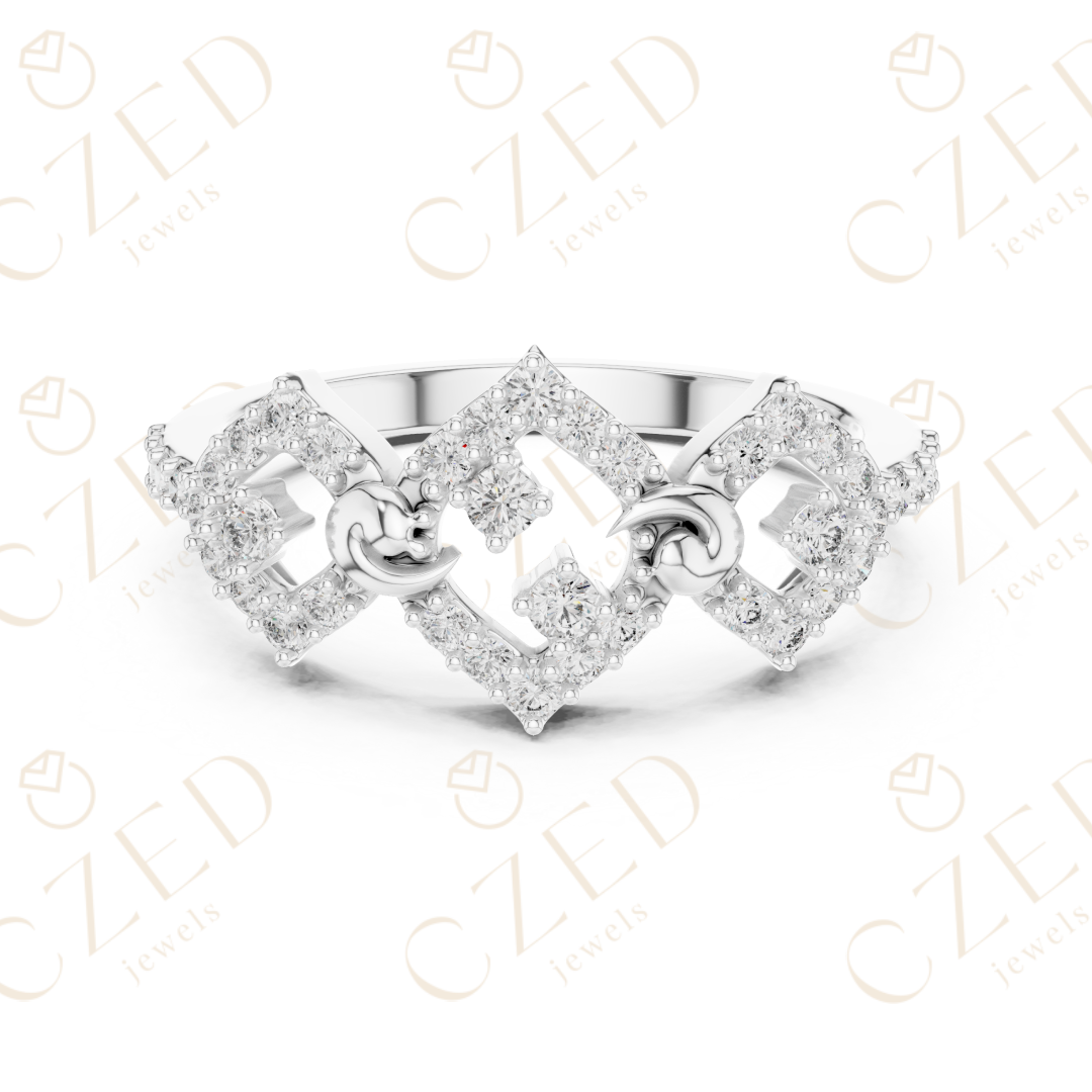 Round Cut Diamond Vintage Inspired Halo Band Ring