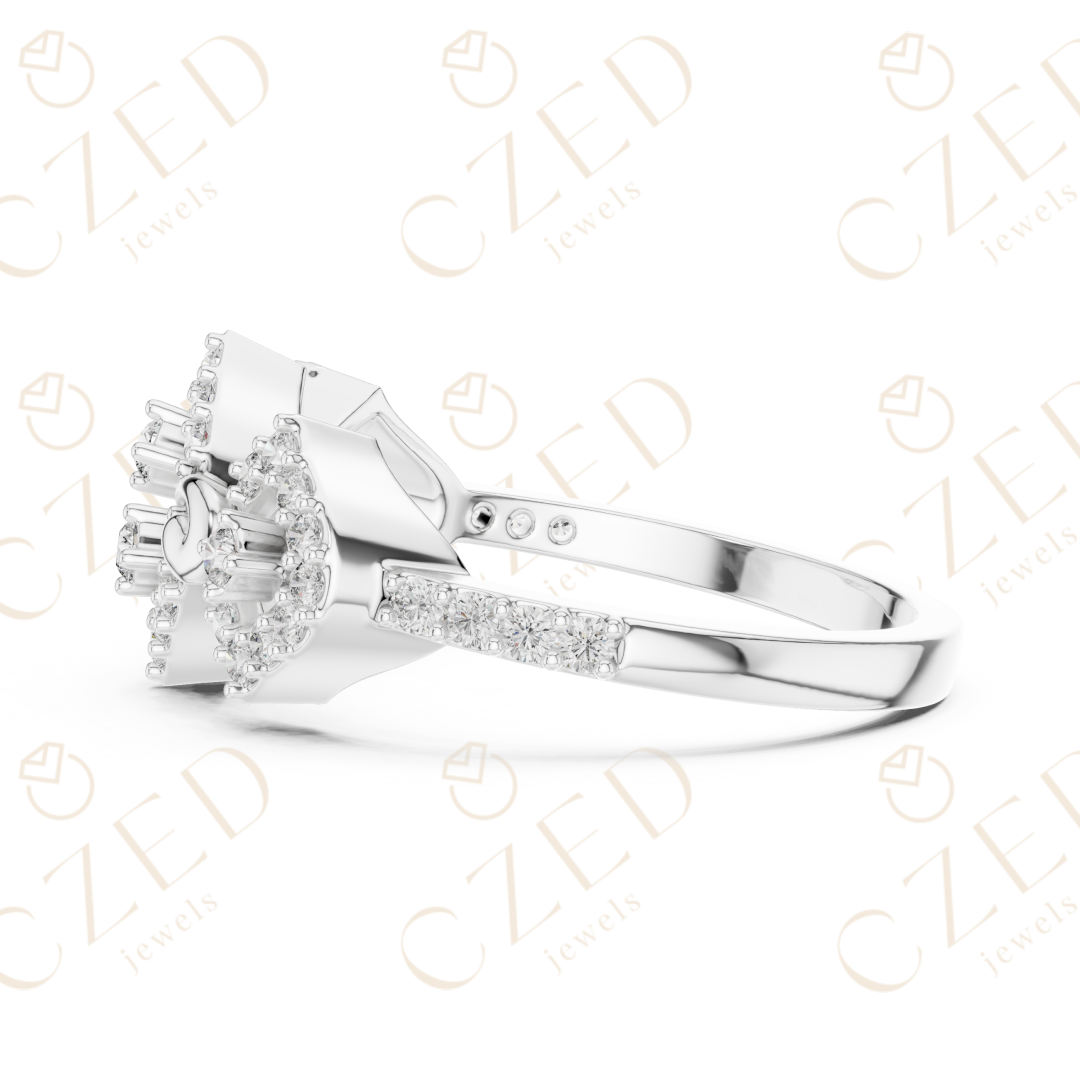 Round Cut Diamond Vintage Inspired Halo Band Ring