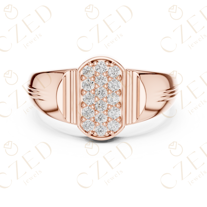 Round Cut Diamond Rectangular Pavé Panel Men’s Band