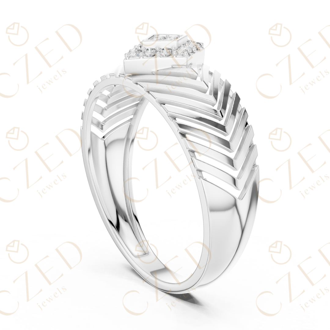 Round Cut Diamond Geometric Panel Band