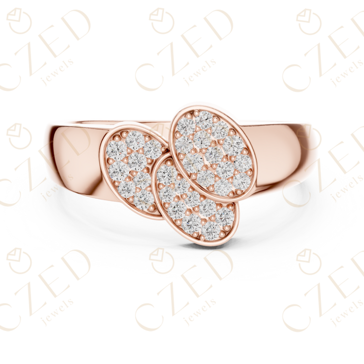 Round Cut Diamond Interlaced Infinity Cluster Ring with Pavé Setting