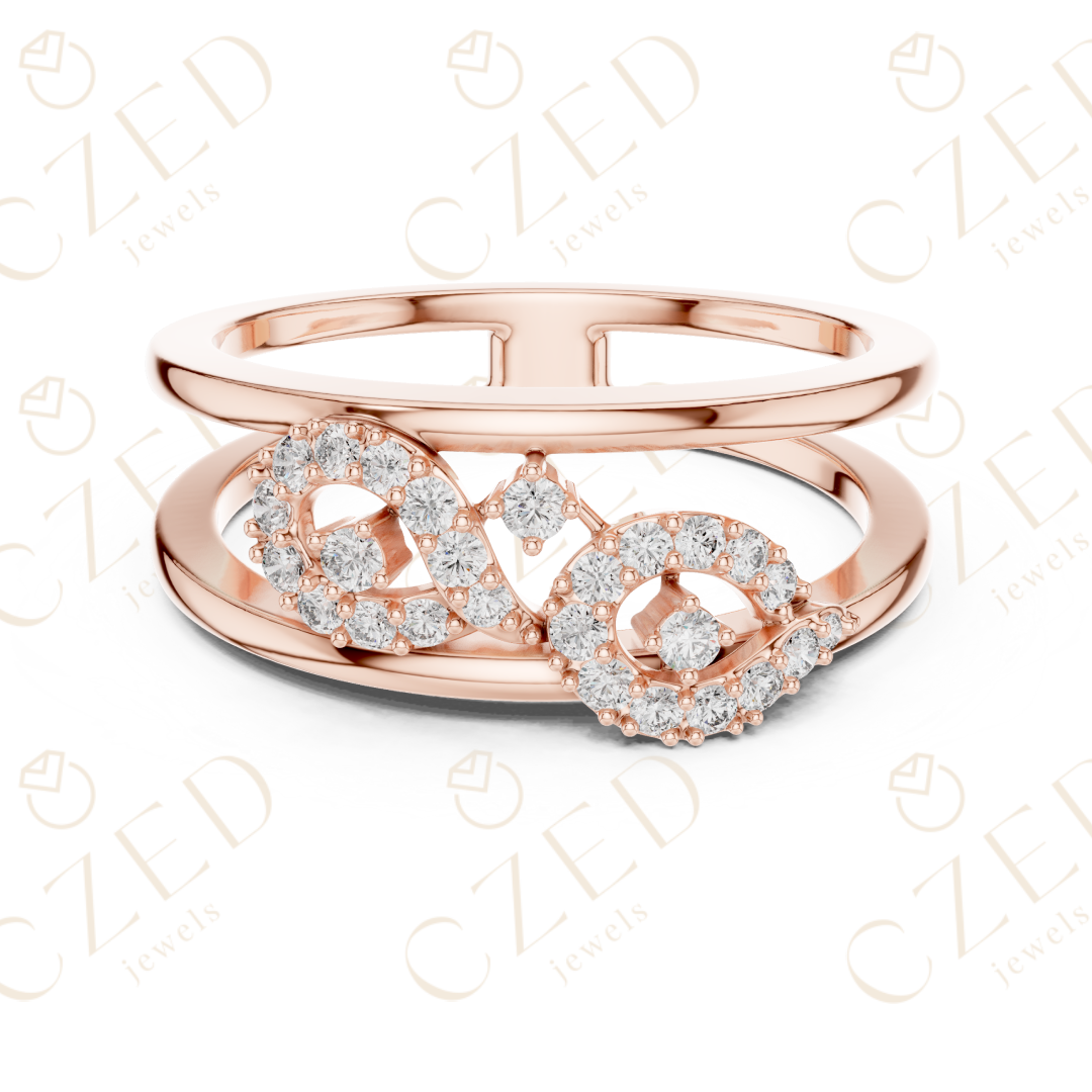 Round Cut Diamond Infinity Twist Pavé Band Ring