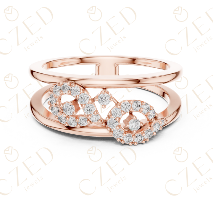 Round Cut Diamond Infinity Twist Pavé Band Ring