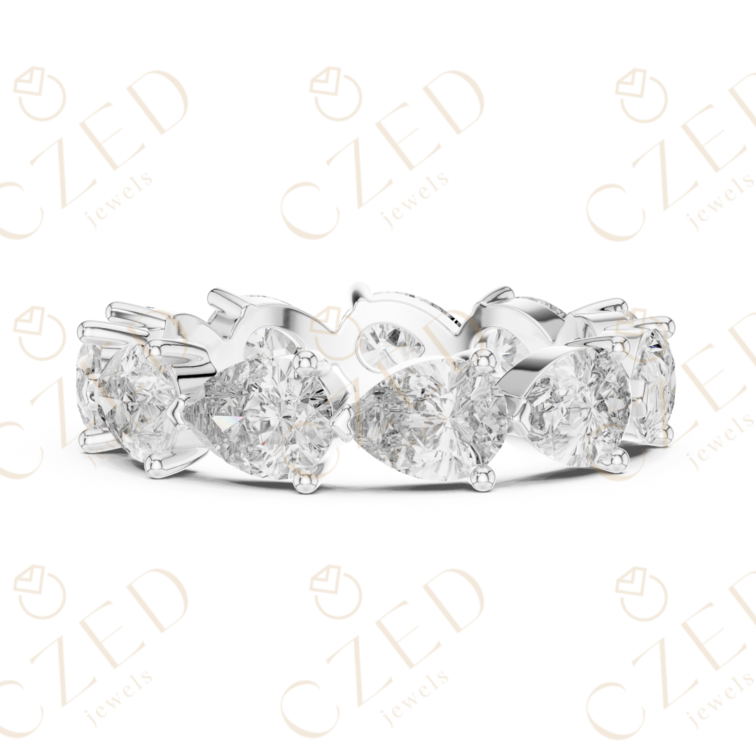 Pear Cut Diamond Eternity Band with Elegant Prong Set Brilliance