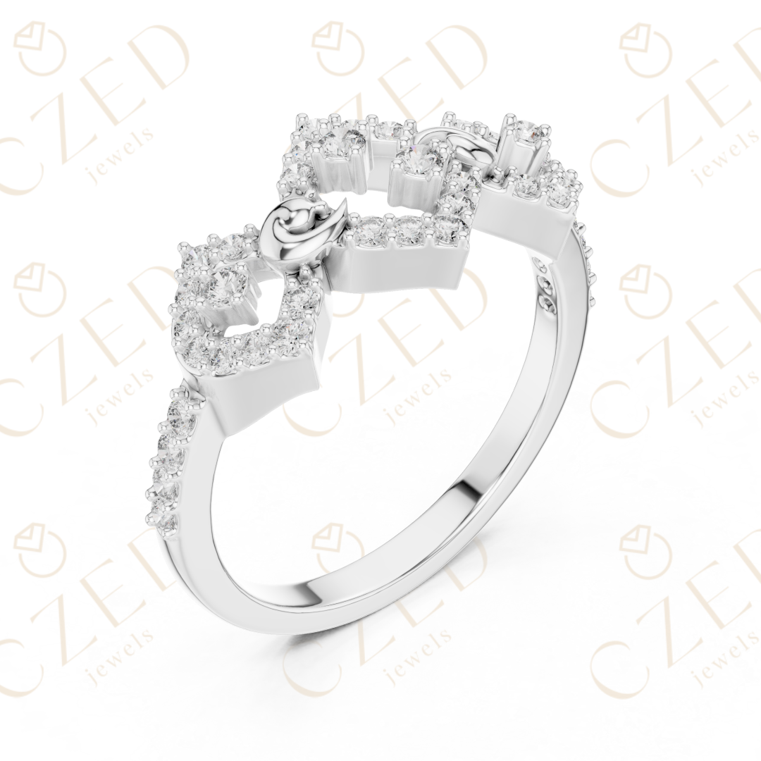 Round Cut Diamond Vintage Inspired Halo Band Ring