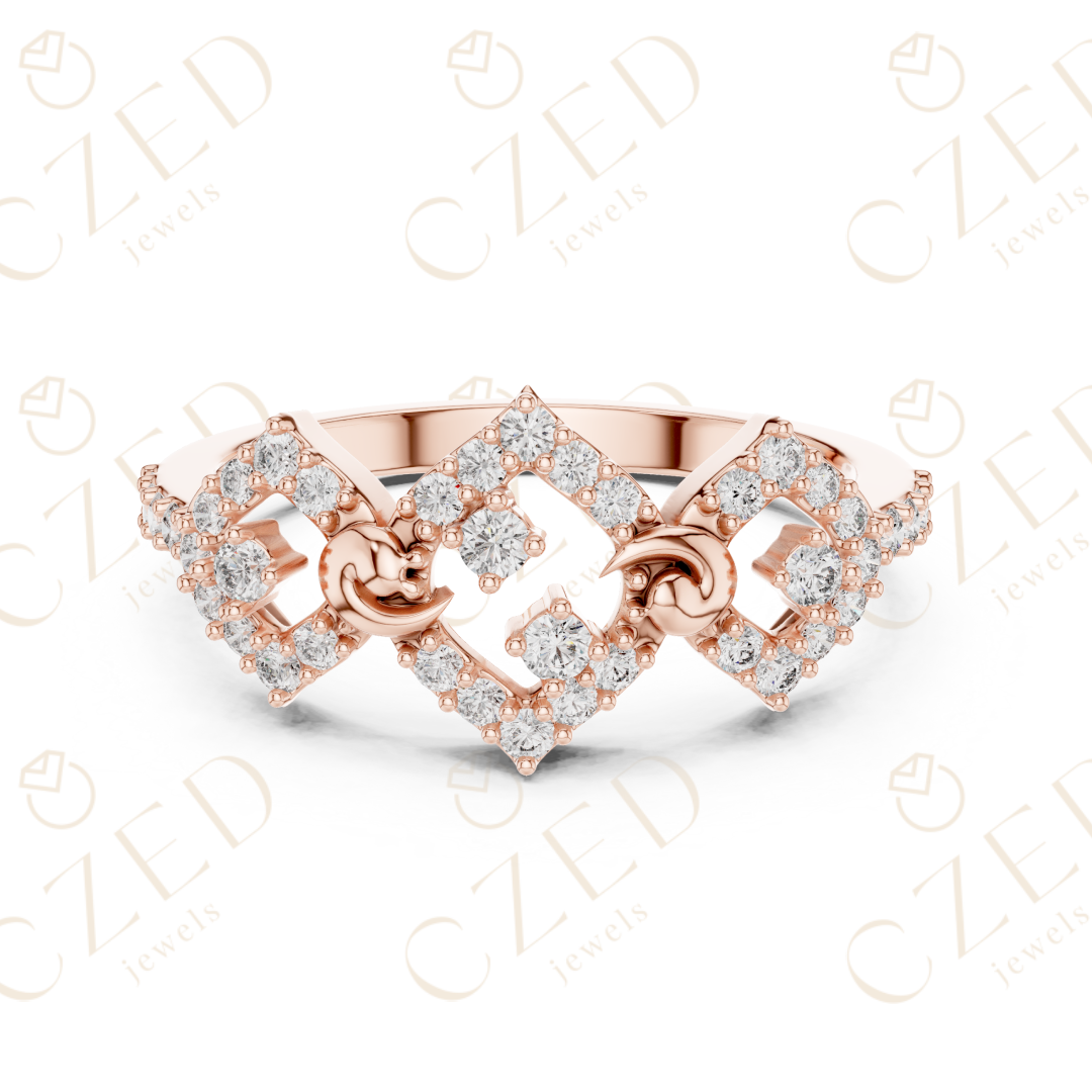 Round Cut Diamond Vintage Inspired Halo Band Ring