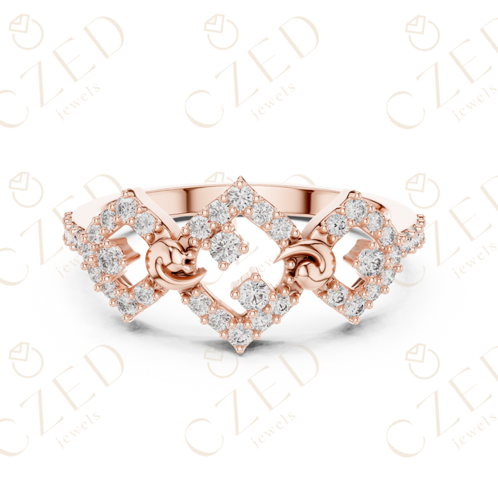 Round Cut Diamond Vintage Inspired Halo Band Ring