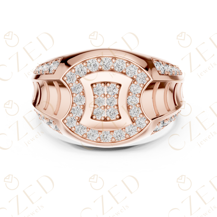 Round Cut Diamond Oval Halo Cluster Men’s Band