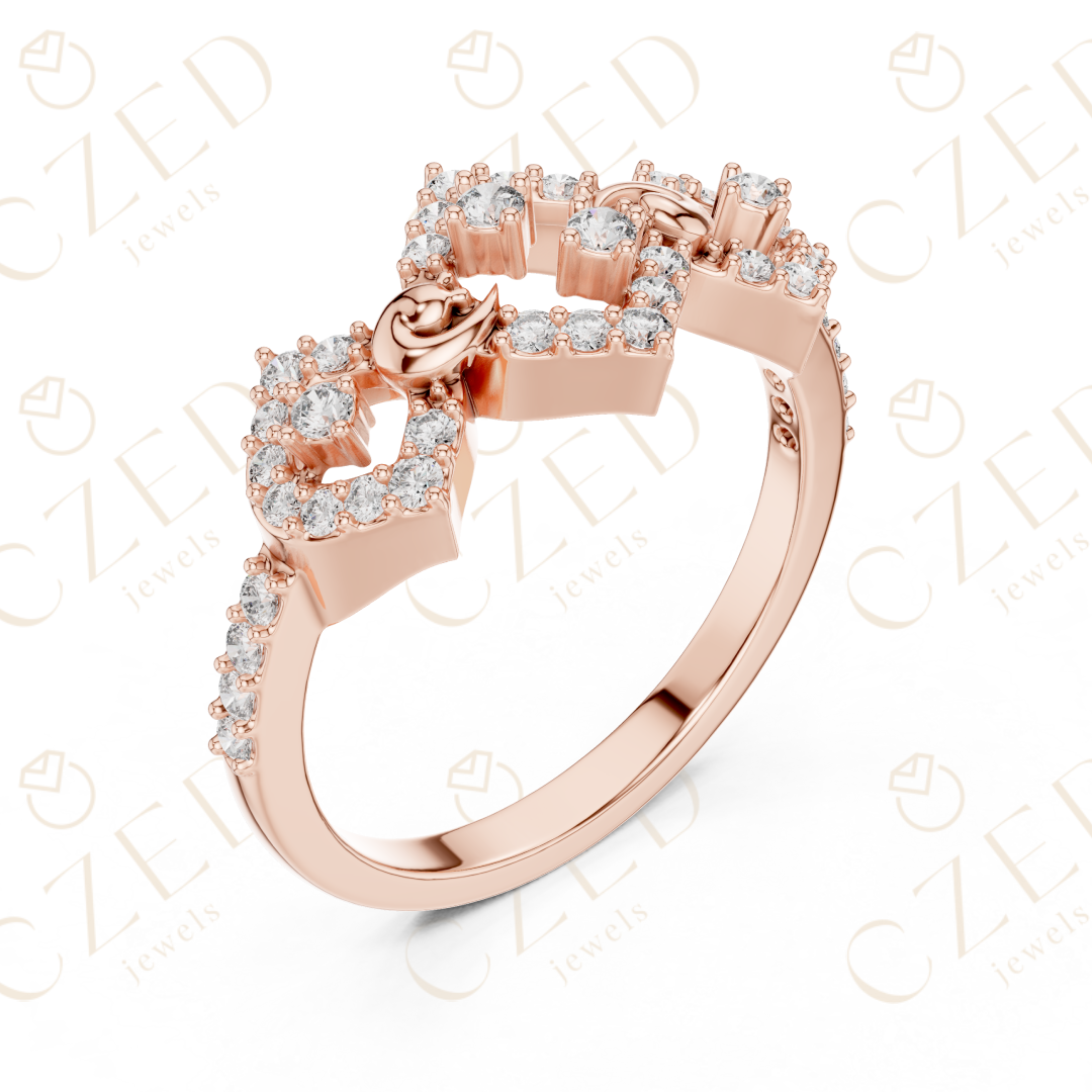 Round Cut Diamond Vintage Inspired Halo Band Ring