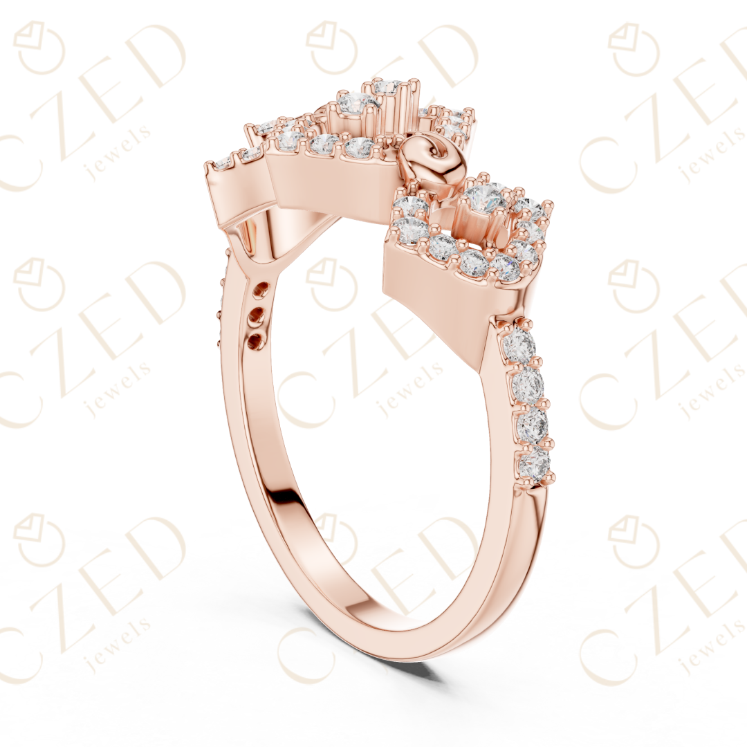 Round Cut Diamond Vintage Inspired Halo Band Ring