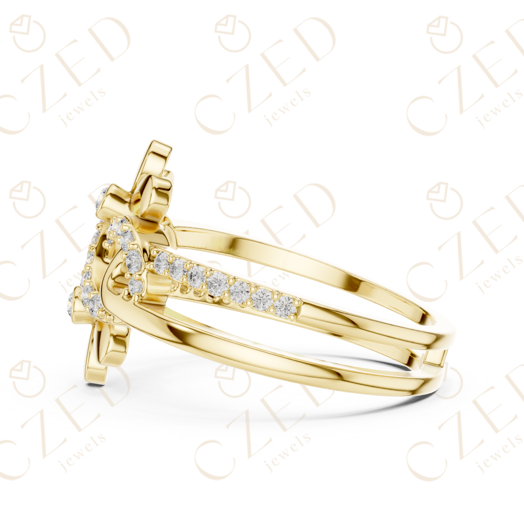 White gold eternity band with continuous diamonds.
