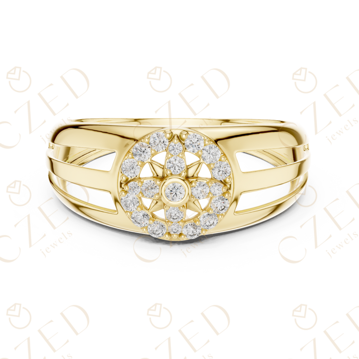 Round Cut Diamond Halo Cluster Men’s Band