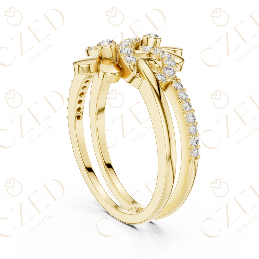 Classic marquise diamond ring with polished gold band.