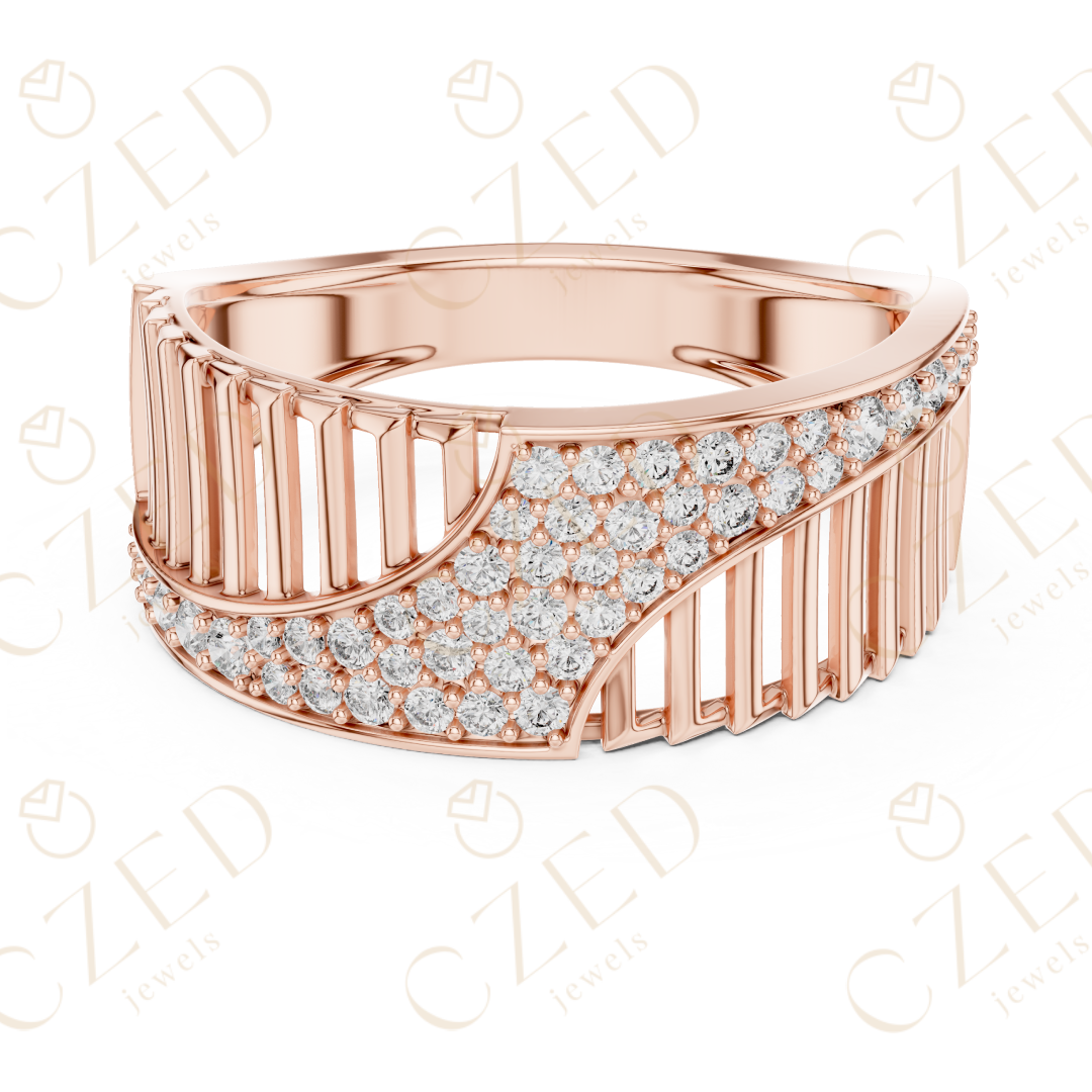 Round Cut Diamond Pavé Twist Openwork Band Ring