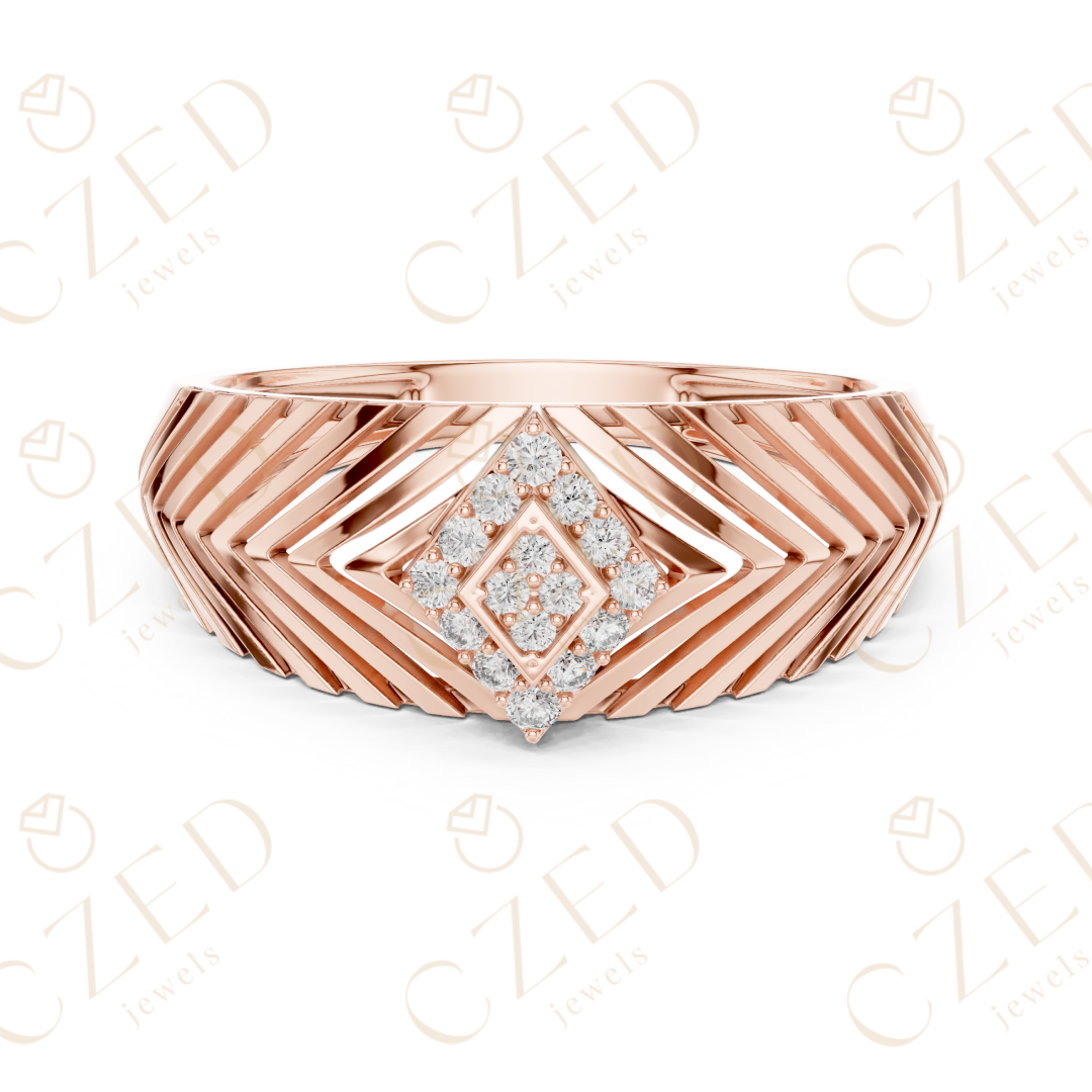 Round Cut Diamond Geometric Panel Band