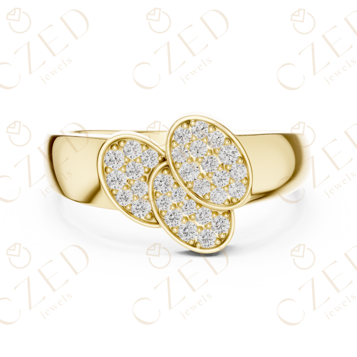 Round Cut Diamond Interlaced Infinity Cluster Ring with Pavé Setting