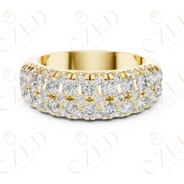 Round Cut Diamond Multi Row Eternity Band Ring