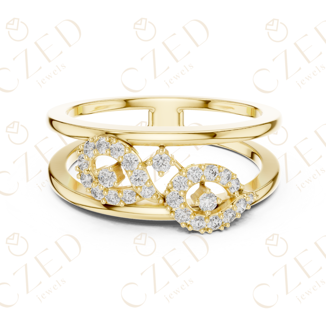 Round Cut Diamond Infinity Twist Pavé Band Ring