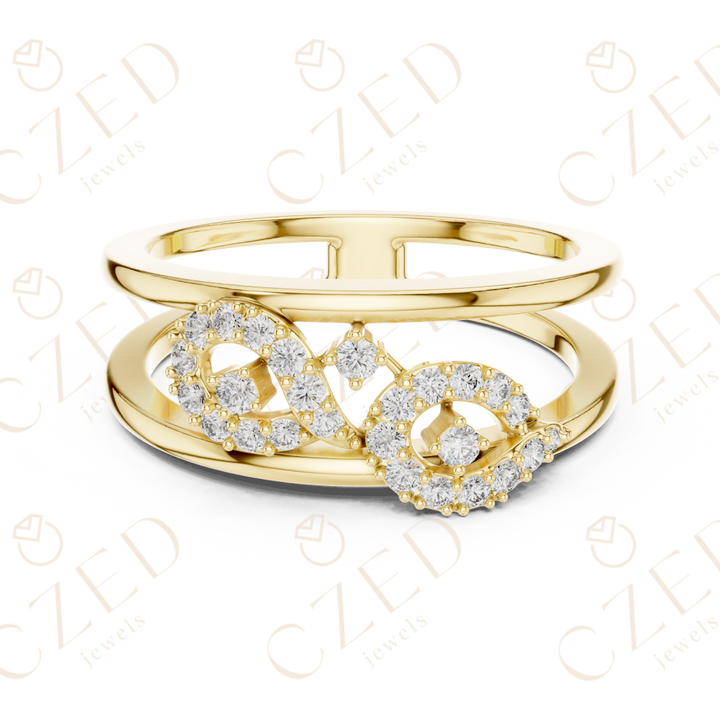 Round Cut Diamond Infinity Twist Pavé Band Ring