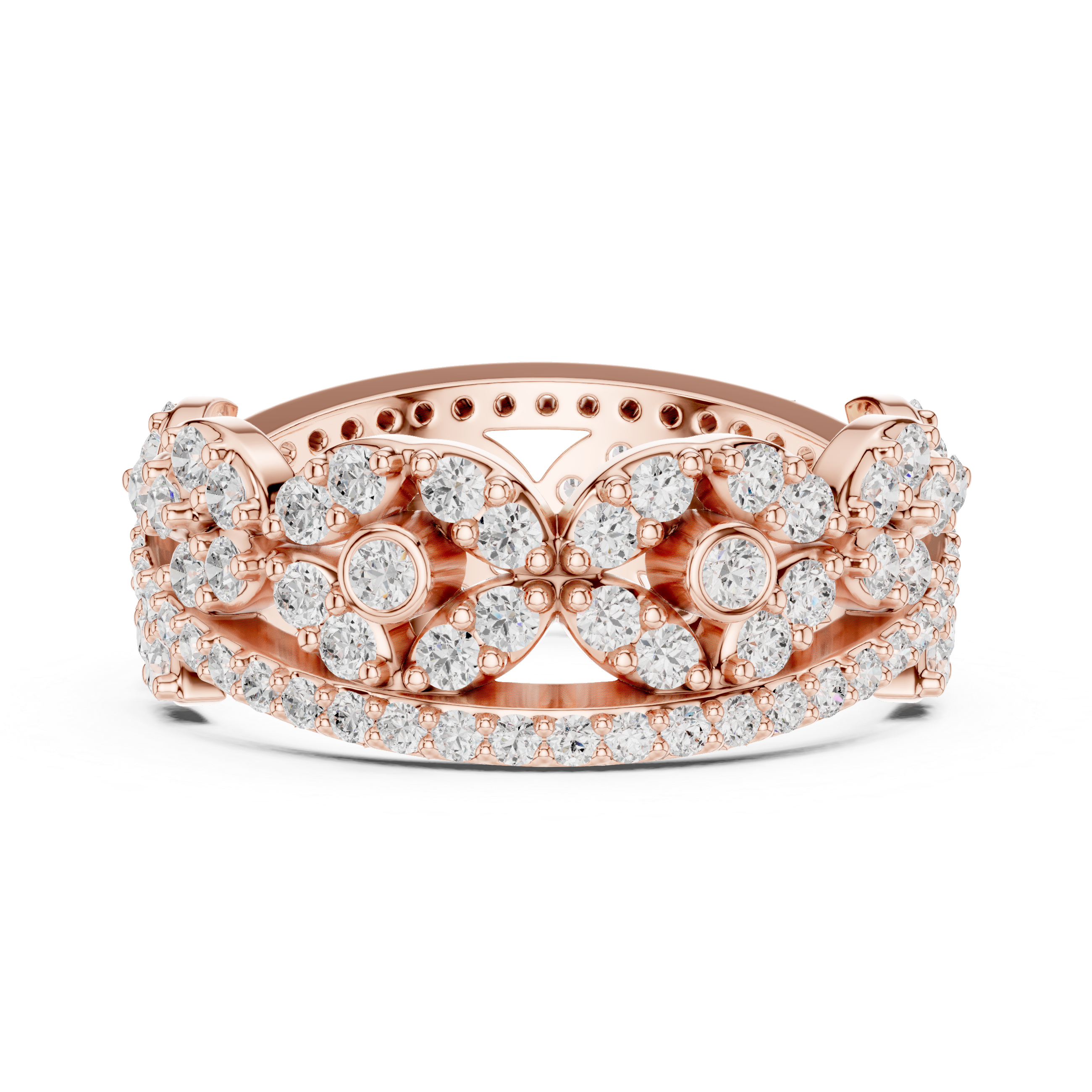Luxury celebration ring featuring decorative gemstone centerpiece.