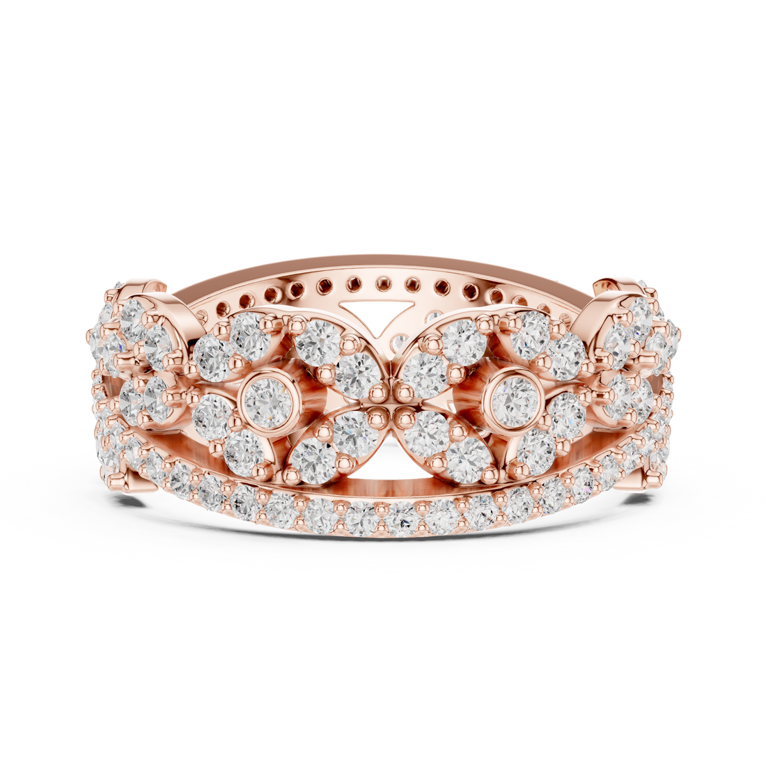 Luxury celebration ring featuring decorative gemstone centerpiece.