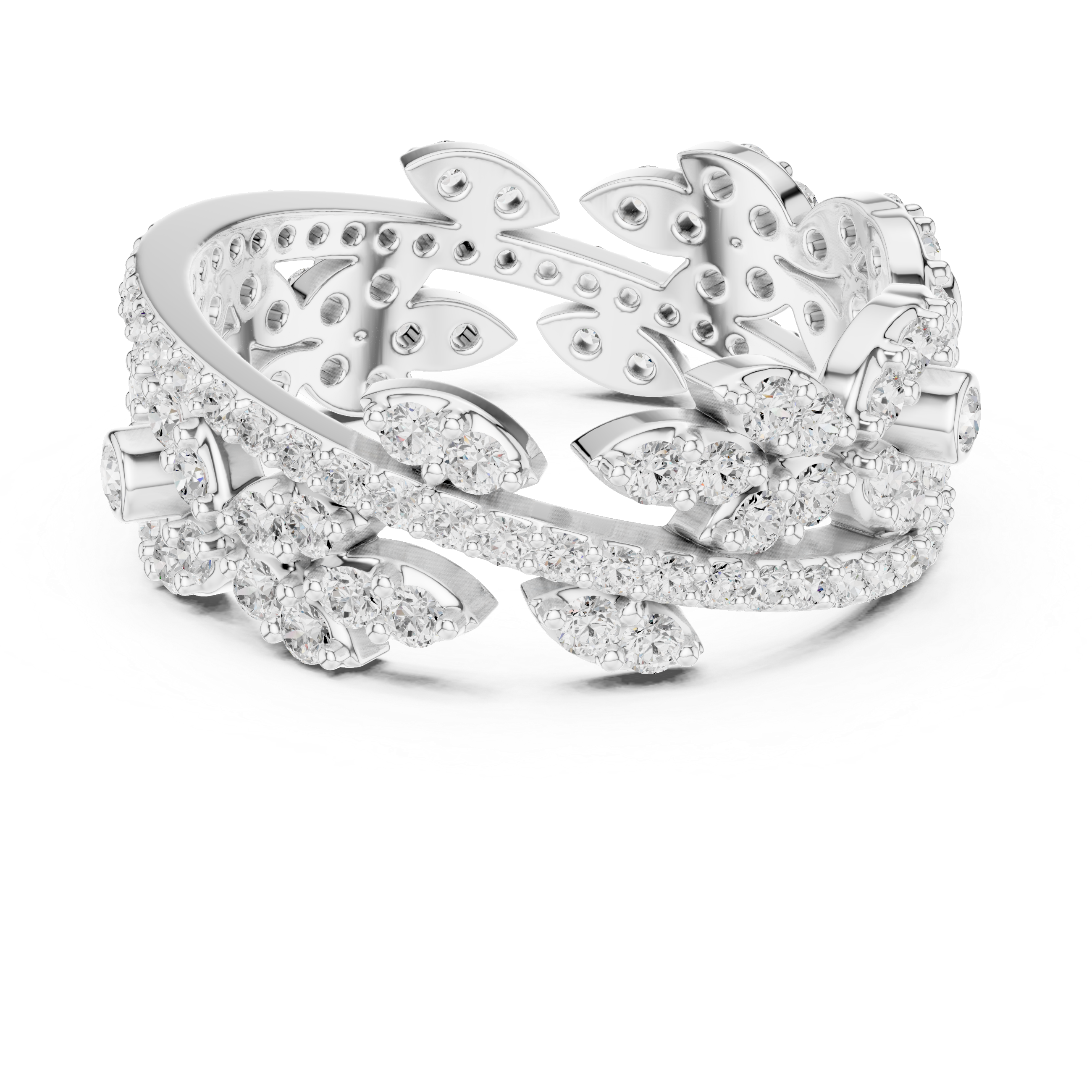 Modern three-stone diamond ring symbolizing past present and future with elegant design.
